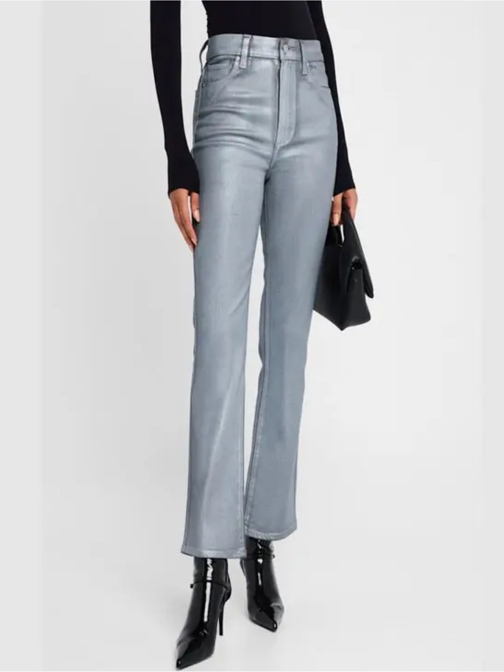 PAIGE Silver Luxe Kick Flare Jeans size 27 MSRP $279